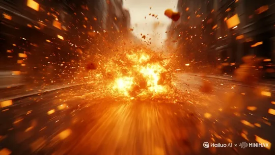 爆炸[推出,上升,下摇] by Hailuo AI Video Generator