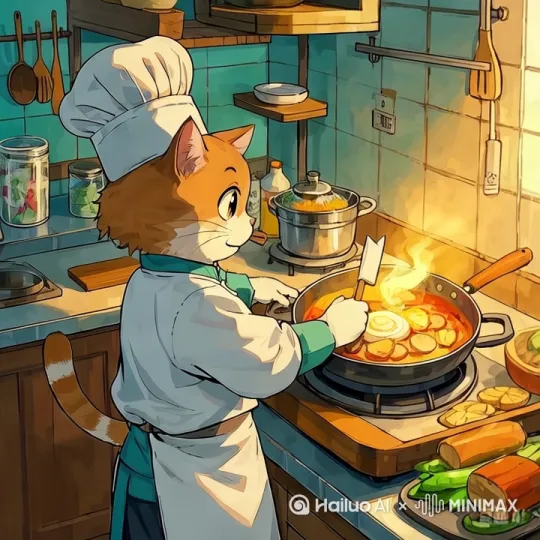小猫做饭，镜头推进[推进] by Hailuo AI Video Generator