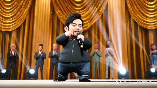 This man is a small dwarf and he raps on the award ceremony stage. by Hailuo AI Video Generator