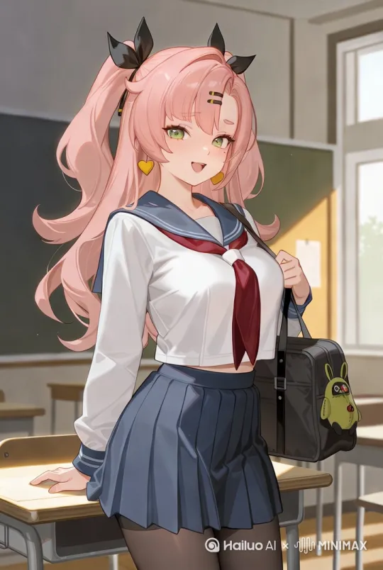 角色轻微晃动身体，头发轻微飘动，衣服轻微飘动，胸部轻微起伏，固定镜头，动作幅度不要太大， by Hailuo AI Video Generator