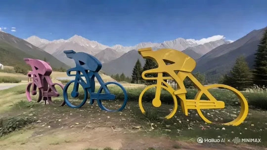 镜头左移跟随，自行车队员向左快速骑行。 by Hailuo AI Video Generator