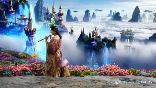 古风仙侠打斗:上界神仙,仙侠古风,仙气缭绕的云端战场,华丽的法术特效,神兵利器光芒闪耀,飘逸的古装,凌厉的剑术,飘逸的彩带,背景是缥缈仙山、古老仙殿 ,面部表情坚毅,眼神专注
1. 场景:云雾缭绕的上界仙山,亭台楼阁若隐若现,四周奇花异草、灵泉飞瀑,远处是浩瀚云海与飘浮的仙岛。
2. 角色:身着华丽锦袍,头戴玉冠,手持仙笛,气质超凡的上界男仙;一袭飘逸白裙,青丝高挽,佩戴玉佩,手握仙剑,冷艳绝美的上界女仙。
3. 动作:男仙优雅舞动仙笛,笛声化作一道道金色音波,呈环形向四周扩散,音波所到之处,空间泛起涟漪。女仙身姿轻盈,持剑快速刺出,剑招凌厉,剑身闪烁蓝光,带出残影。男仙施展仙法,周身升起金色护盾,同时召唤出一只由仙力凝聚的火凤,火凤扇动翅膀,火焰熊熊。女仙迅速结印,召唤出一面水幕抵挡火凤,水幕中浮现出蛟龙虚影,张牙舞爪。
4. 表情:男仙神色专注,眼神坚定,紧盯着女仙的一举一动,嘴角带着自信的微笑。女仙柳眉微蹙,眼神冷峻,透露出不屈的斗志,面色因战斗而微微泛红。
5. 特效:音波碰撞水幕时,爆发出强烈光芒,金色与蓝色交织,产生绚丽的光影效果。火凤与蛟龙激战,火焰与水花四溅,周围的花草树木被强大的仙力冲击得东倒西歪 ,地面出现一道道裂痕,裂痕中涌出灵能光芒。 by Hailuo AI Video Generator
