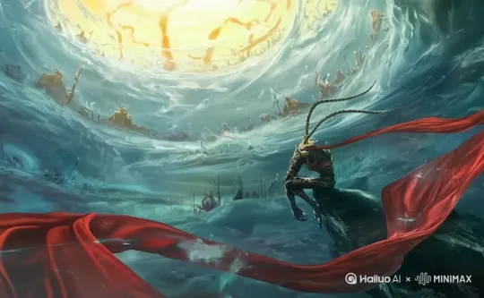 单纯的单纯的让他的披风动起来，就是风吹动的那种 by Hailuo AI Video Generator