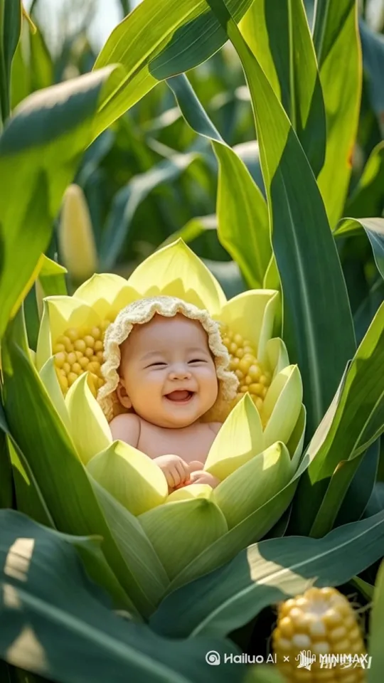 [推进,上升]小胖孩从花瓣中站起张开粉藕似的双臂、笑脸向天向天空飞起，红色小肚兜遮住圆鼓鼓的肚皮 by Hailuo AI Video Generator