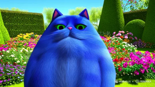 一个蓝色的胖猫 by Hailuo AI Video Generator