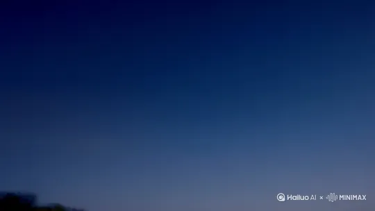 [跟随][下降]一片较为阴暗的天空，一阵微风吹过[固定镜头]从高大约15米的位置自上而下俯视一个中等大小的，在草原上的教堂，教堂周围全部都是悬浮的，穿黑色西装戴黑色礼帽的一动不动的男人（不是用线吊起来的，而是单纯地悬浮，像雨滴一样） by Hailuo AI Video Generator