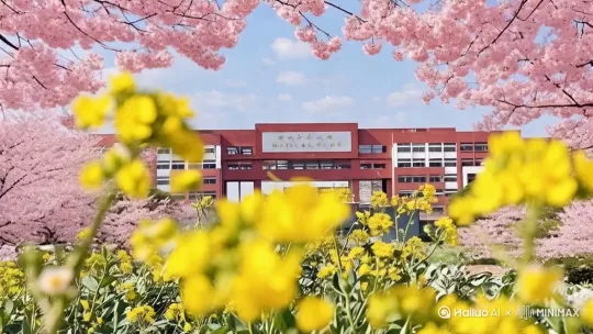 [推进]春天油菜花、樱花盛开。[下降]画面居于甜美的氛围感，画面通透。 by Hailuo AI Video Generator