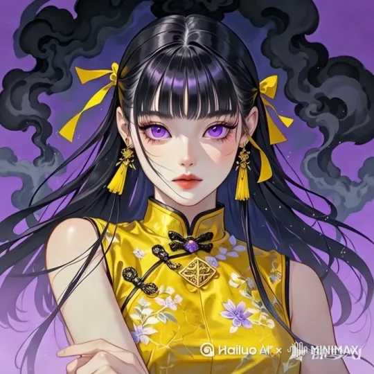 [拉远,变焦拉远]风吹动头发、饰品，眨眼睛。[固定镜头] by Hailuo AI Video Generator