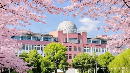 [推进,上摇]春天，樱花盛开，柳树发芽。天空中白云缓缓飘过[左摇]画面居于甜美的氛围感，画面通透。 by Hailuo AI Video Generator