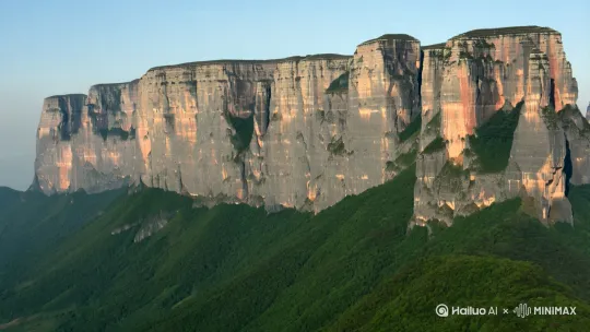 再往西六十里，是座太华山，山崖陡峭像刀削而呈现四方形，高五千仞，宽十里，禽鸟野兽无法栖身。山中有一种蛇，名称是肥遗，长着六只脚和四只翅膀，一出现就会天下大旱。 by Hailuo AI Video Generator