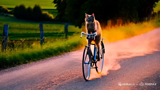 猫猫骑车 by Hailuo AI Video Generator