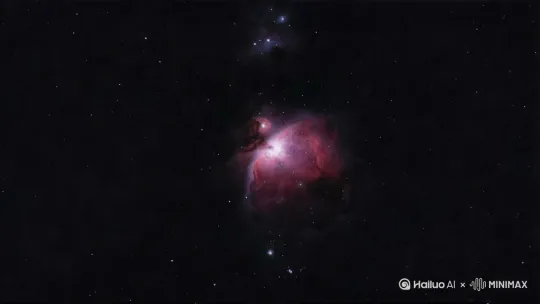 请帮我把猎户座星云调整颜色，减低噪点，增加细节，变化3D，[变焦推进] by Hailuo AI Video Generator