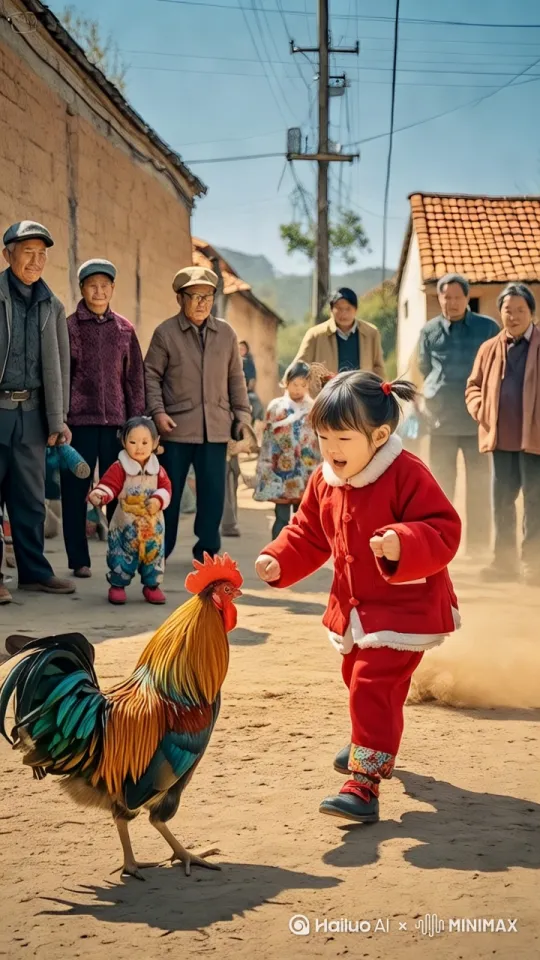 鸡人史诗般的暴力打斗场面，镜头跟随图片中的人和鸡进行打脚踢。快速暴力动作片，人和鸡的生死战，电影级，人和鸡拳打脚踢动作非常快速，鸡和人打出幻影 by Hailuo AI Video Generator