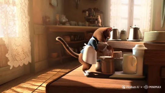 小猫在咖啡店制作咖啡 by Hailuo AI Video Generator