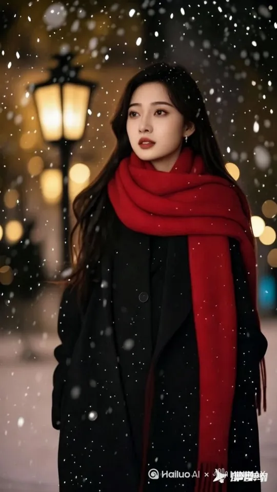 雪花纷纷飘落。[左移,推进,右摇] by Hailuo AI Video Generator