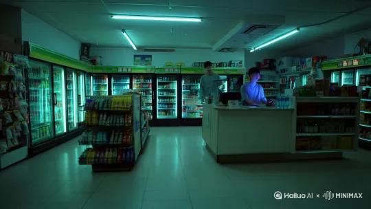 便利店里的趣事：深夜的“哲学对话”
开头：午夜的便利店
午夜的便利店，灯光昏黄，店里没有其他顾客，只有收银员小李坐在柜台后面，百无聊赖地刷着手机。门上的风铃突然响起，一个穿着运动服、满头大汗的年轻人走了进来。他径直走向冷藏柜，拿了一瓶冰水，然后走到柜台前。

“这么晚了，还有人来啊。”小李随口搭话。

年轻人笑了笑：“刚跑完步，渴得不行。”

发展：意外的哲学问题
就在年轻人准备付钱的时候，他突然盯着柜台上的一张海报，皱起了眉头。海报上写着：“人生就像便利店，你永远不知道下一秒钟会发生什么。”

“这话挺有意思的。”年轻人自言自语道。

小李抬头看了一眼，笑着说：“是啊，人生无常嘛。”

年轻人点了点头，但似乎并不满足于这个简单的解释。他突然问：“那你说，便利店的存在有什么意义呢？”

小李愣了一下，显然没料到会有人在这个时间点和他讨论这么深刻的问题。他挠了挠头，想了想，说：“嗯……便利店的存在，大概是为了满足人们的即时需求吧。饿了有吃的，渴了有喝的，困了有咖啡。”

高潮：深入探讨
年轻人显然对这个回答不满意，他接着问：“那如果我什么都不需要，便利店对我来说还有意义吗？”

小李被这个问题难住了，他想了想，说：“也许有吧。便利店不仅仅是一个买东西的地方，它还是一个让人感到安全的地方。你想想，深夜走在街上，看到一家亮着灯的便利店，会不会觉得心里踏实一些？”

年轻人点了点头，似乎在认真思考小李的话。

小李受到鼓舞，继续说：“而且，便利店还是一个社交场所。虽然大家来这里都是为了买东西，但有时候也会遇到一些有趣的人，聊上几句。”

转折：意外的共鸣
年轻人突然笑了：“你说得对。我以前在国外留学的时候，最怀念的就是国内的便利店。那时候，晚上学习累了，就会去学校附近的便利店买一杯热饮，和店员聊上几句，感觉特别温暖。”

小李也笑了：“是啊，便利店有时候就像一个避风港，让人感到安心。”

结局：深夜的感悟
年轻人付完钱，却没有立刻离开。他站在柜台前，看着小李，说：“谢谢你，和你聊了这么多，感觉心情好多了。”

小李挥了挥手：“不客气，欢迎常来。”

年轻人点了点头，推门离开。风铃再次响起，店里又恢复了宁静。

细想后的感悟
这场深夜的“哲学对话”，虽然只是便利店里的一个小插曲，却让人感受到一种深刻的共鸣。在这个快节奏的社会里，人们常常被各种琐事和压力所困扰，很少有机会停下来，认真思考一些看似简单却深刻的问题。

便利店，这个看似普通的地方，却因为人与人之间的交流和互动，赋予了它特殊的意义。它不仅仅是一个满足人们即时需求的地方，更是一个让人感到温暖和安全的避风港。

所以，下次当你走进便利店，不妨放慢脚步，和店员或者身边的顾客聊上几句，也许你会发现，生活中的小确幸，就藏在这些不经意的对话中。

希望这个不同风格的便利店趣事能带给你新的感受和思考！ by Hailuo AI Video Generator