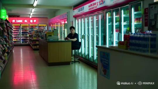 便利店里的趣事：深夜的“哲学对话”
开头：午夜的便利店
午夜的便利店，灯光昏黄，店里没有其他顾客，只有收银员小李坐在柜台后面，百无聊赖地刷着手机。门上的风铃突然响起，一个穿着运动服、满头大汗的年轻人走了进来。他径直走向冷藏柜，拿了一瓶冰水，然后走到柜台前。

“这么晚了，还有人来啊。”小李随口搭话。

年轻人笑了笑：“刚跑完步，渴得不行。”

发展：意外的哲学问题
就在年轻人准备付钱的时候，他突然盯着柜台上的一张海报，皱起了眉头。海报上写着：“人生就像便利店，你永远不知道下一秒钟会发生什么。”

“这话挺有意思的。”年轻人自言自语道。

小李抬头看了一眼，笑着说：“是啊，人生无常嘛。”

年轻人点了点头，但似乎并不满足于这个简单的解释。他突然问：“那你说，便利店的存在有什么意义呢？”

小李愣了一下，显然没料到会有人在这个时间点和他讨论这么深刻的问题。他挠了挠头，想了想，说：“嗯……便利店的存在，大概是为了满足人们的即时需求吧。饿了有吃的，渴了有喝的，困了有咖啡。”

高潮：深入探讨
年轻人显然对这个回答不满意，他接着问：“那如果我什么都不需要，便利店对我来说还有意义吗？”

小李被这个问题难住了，他想了想，说：“也许有吧。便利店不仅仅是一个买东西的地方，它还是一个让人感到安全的地方。你想想，深夜走在街上，看到一家亮着灯的便利店，会不会觉得心里踏实一些？”

年轻人点了点头，似乎在认真思考小李的话。

小李受到鼓舞，继续说：“而且，便利店还是一个社交场所。虽然大家来这里都是为了买东西，但有时候也会遇到一些有趣的人，聊上几句。”

转折：意外的共鸣
年轻人突然笑了：“你说得对。我以前在国外留学的时候，最怀念的就是国内的便利店。那时候，晚上学习累了，就会去学校附近的便利店买一杯热饮，和店员聊上几句，感觉特别温暖。”

小李也笑了：“是啊，便利店有时候就像一个避风港，让人感到安心。”

结局：深夜的感悟
年轻人付完钱，却没有立刻离开。他站在柜台前，看着小李，说：“谢谢你，和你聊了这么多，感觉心情好多了。”

小李挥了挥手：“不客气，欢迎常来。”

年轻人点了点头，推门离开。风铃再次响起，店里又恢复了宁静。

细想后的感悟
这场深夜的“哲学对话”，虽然只是便利店里的一个小插曲，却让人感受到一种深刻的共鸣。在这个快节奏的社会里，人们常常被各种琐事和压力所困扰，很少有机会停下来，认真思考一些看似简单却深刻的问题。

便利店，这个看似普通的地方，却因为人与人之间的交流和互动，赋予了它特殊的意义。它不仅仅是一个满足人们即时需求的地方，更是一个让人感到温暖和安全的避风港。

所以，下次当你走进便利店，不妨放慢脚步，和店员或者身边的顾客聊上几句，也许你会发现，生活中的小确幸，就藏在这些不经意的对话中。

希望这个不同风格的便利店趣事能带给你新的感受和思考！ by Hailuo AI Video Generator