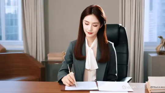 在办公室和女秘书亲密互动 by Hailuo AI Video Generator