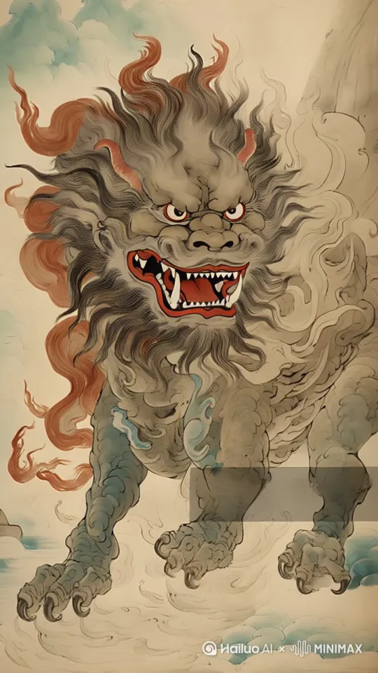 镜头从远到近，图片中的饕餮摇这头，然后缓缓的长大嘴巴，从嘴巴里面吐出来很多小小的光球，光球里面是一个个小青铜器 by Hailuo AI Video Generator
