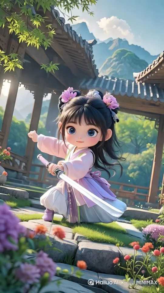 女孩在练剑 by Hailuo AI Video Generator