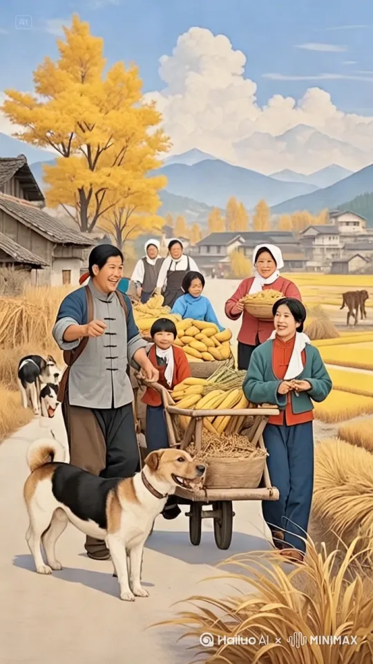 [右移,左摇,跟随]狗在撒欢，人们喜笑颜开。 by Hailuo AI Video Generator