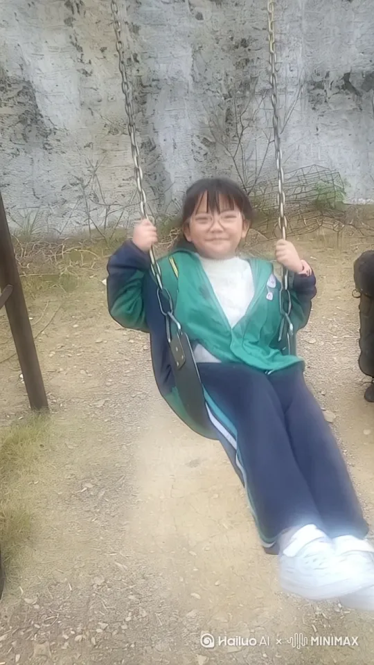 这张图片展示了一个孩子在户外活动中使用安全装备攀爬绳索桥的场景。孩子穿着绿色的外套，戴着眼镜，身上系着橙色的安全带，正在小心翼翼地走在桥上。背景中还有其他孩子也在参与这项活动，看起来是在一个户外探险或拓展训练的环境中。

如果你想制作一个视频，可以考虑以下几点：

1. **视频开头**：可以用一段开场白，介绍这次户外活动的背景，例如这是一个学校组织的拓展训练活动，目的是培养孩子们的勇气和团队合作精神。

2. **活动介绍**：简要介绍一下活动的具体内容，例如绳索桥攀爬、荡秋千等。可以采访一下活动的组织者或教练，了解活动的目的和安全措施。

3. **孩子参与**：重点展示孩子们参与活动的过程。可以拍摄孩子们攀爬绳索桥时的表情和动作，以及他们在活动中的互动和交流。可以使用慢动作或特写镜头来捕捉孩子们的勇敢和努力。

4. **安全措施**：强调活动中采取的安全措施，例如每个孩子都佩戴了安全带，并有教练在旁边指导和保护。可以采访一下教练，了解他们对安全问题的重视和具体措施。

5. **孩子感想**：采访一下参与活动的孩子们，听听他们对这次活动的感受和收获。可以问他们是否觉得有趣，是否学到了什么新技能，或者是否克服了什么困难。

6. **视频结尾**：可以用一段总结性的语言，回顾这次活动的意义，鼓励更多的孩子和家长参与到类似的户外活动中来。可以配上一些欢快的音乐，增强视频的感染力。

希望这些建议能帮助你制作一个有趣而有意义的视频！ by Hailuo AI Video Generator