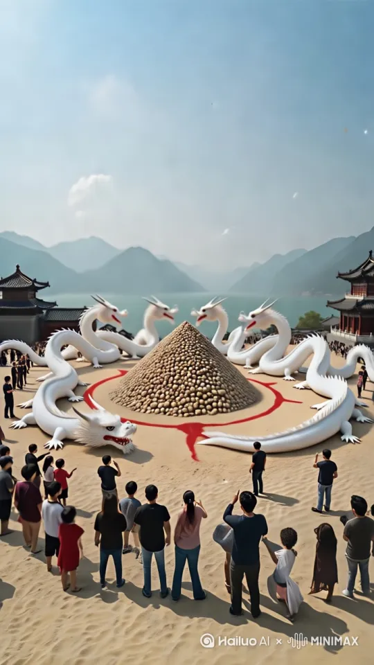 一群龙不停的在抬头，张嘴咆哮 by Hailuo AI Video Generator