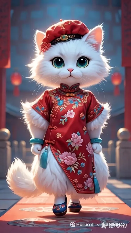 猫咪两腿交换往前走， by Hailuo AI Video Generator