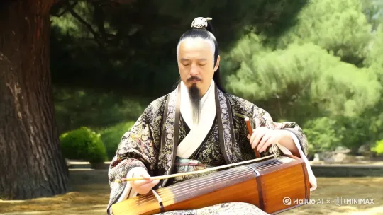 宋徽宗松下弹钢琴 by Hailuo AI Video Generator