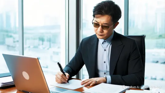 这是我的带货视频的男主角，他是一个企业老板。他叫云，他性格特点好强，心细。不屈不饶 by Hailuo AI Video Generator