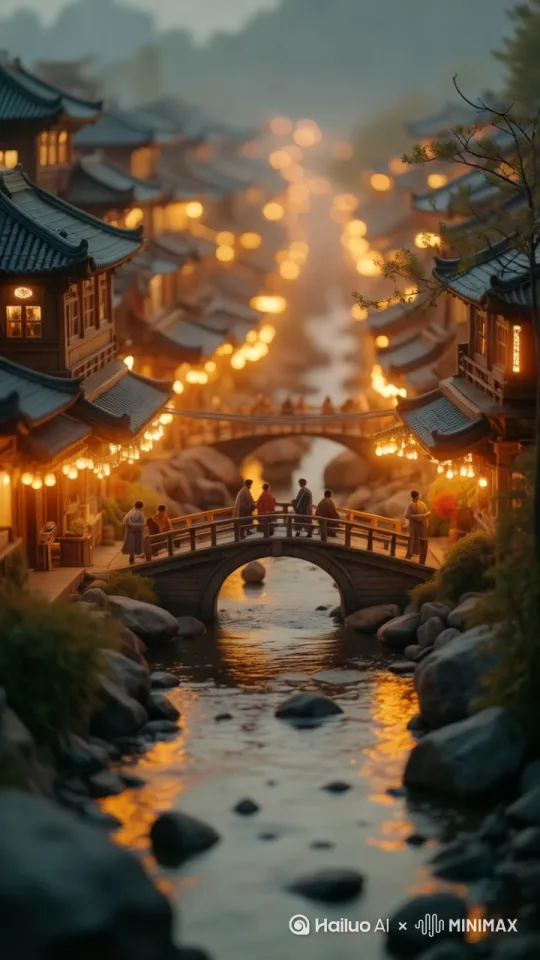 繁华的闹市夜晚，人来人往，镜头以多角度呈现出来 by Hailuo AI Video Generator