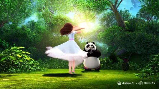 帮我画一幅帮我画一幅小姑娘与小熊猫跳舞的视频 by Hailuo AI Video Generator