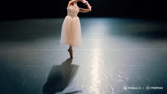 一个女人跳芭蕾舞[推进,上升] by Hailuo AI Video Generator