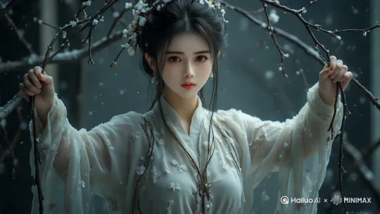 跟镜环绕主角，茧丝随动作缓慢收紧。 by Hailuo AI Video Generator