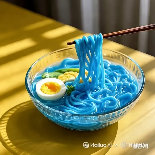 拉面跳出来，变成蓝香蕉 by Hailuo AI Video Generator