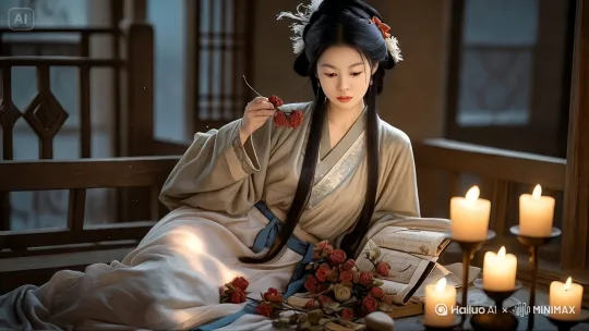 [左移,右摇,跟随]女主角坐在窗前，手持一卷书卷，眼神温柔而坚定。她轻轻翻动书页，嘴角微微上扬，指尖不经意间划过书页的边缘。
性格描写: 她的动作轻柔而优雅，透露出内心的宁静与坚定 by Hailuo AI Video Generator