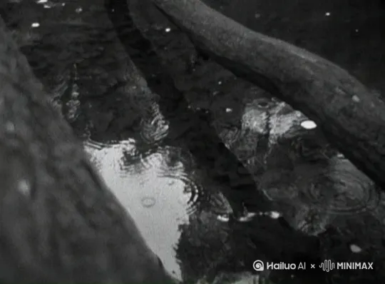 [推进]下雨雨点滴落到水面[拉远]扩大场景展现树枝遮住半面湖泊 by Hailuo AI Video Generator