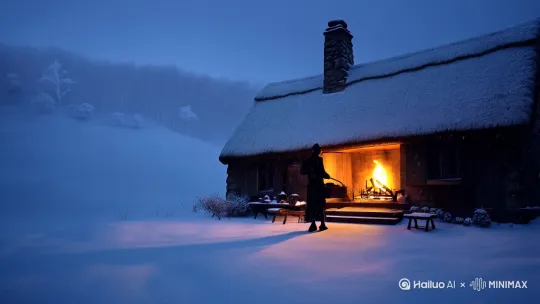 大雪纷飞的夜晚
在茅屋里煮酒
在在火炉边烤火 by Hailuo AI Video Generator
