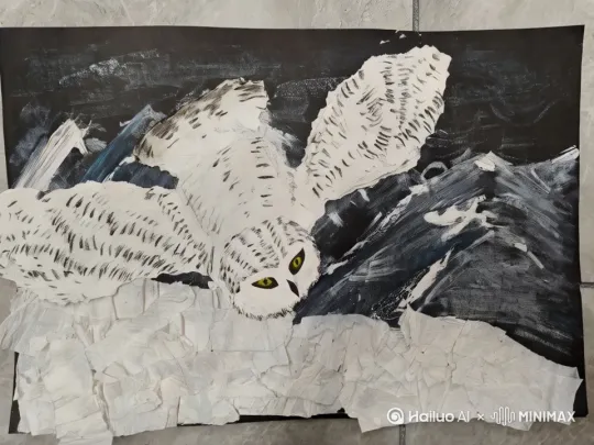 让画中的雪鸮在画中动起来 by Hailuo AI Video Generator