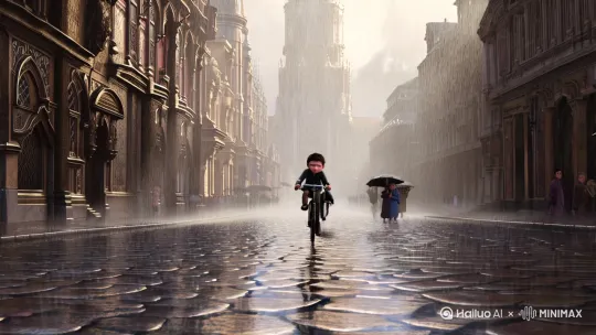 哪吒下雨天送报纸 by Hailuo AI Video Generator