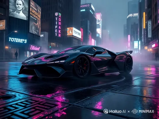 跑车在缓慢前进，左环绕镜头 by Hailuo AI Video Generator