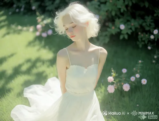 女生侧身站在一片花海中，阳光洒在她的身上，镜头从侧面捕捉她的微笑和微风中的花朵，展现出女生与春天的和谐互动。 by Hailuo AI Video Generator