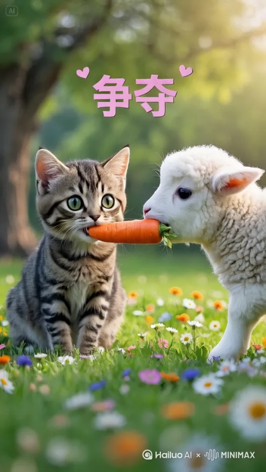 小猫和小羊拳打脚踢非常快速，史诗般的打斗场面，打出幻影，电影级。 by Hailuo AI Video Generator