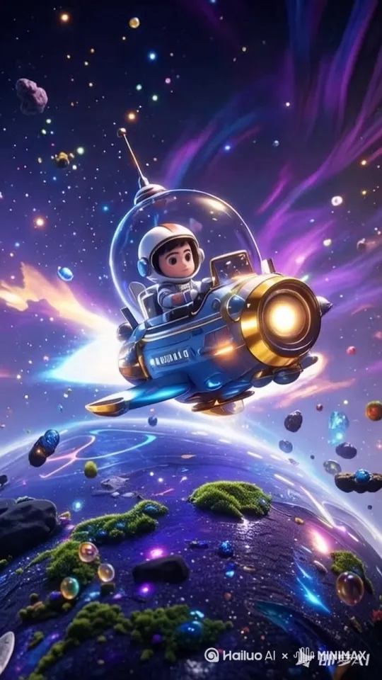 宇航员驾驶宇宙飞船，来到外星球，遇见一个外星人，然后用中国功夫和外星人打架，动作干净利落。 by Hailuo AI Video Generator