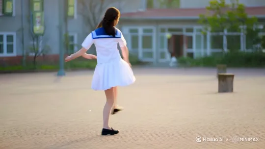 漂亮的女子高中生穿水手服回旋踢速度快一点 by Hailuo AI Video Generator
