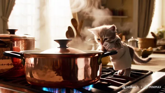 小猫咪做饭 by Hailuo AI Video Generator