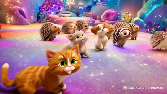 小猫小狗小刺猬，修仙成人 by Hailuo AI Video Generator
