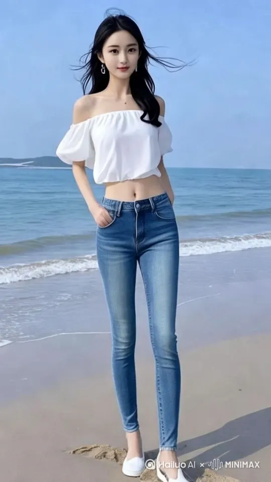 美女向后转身，像仙女一样飞向空中，轻松地在空中滑行，展开双臂，头部向前，捕捉平滑的水平飞行感觉，头发与衣裙随风摇摆。下面是海浪翻滚。运动模糊，光迹流感增强了速度感与流畅性，快速向前飞行。在后面捕捉飞行，镜头跟随 by Hailuo AI Video Generator