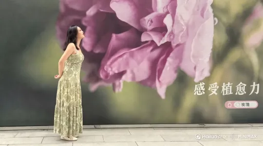 我想我把这个图片里的人物再闻到花香后翩翩起舞的场景表现出来。 by Hailuo AI Video Generator