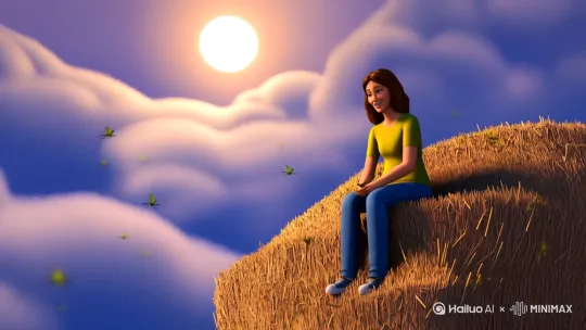 月亮在白云间的夜晚飘荡,晚风吹来一阵阵快乐的歌声,我们坐在高高的谷堆上听妈妈讲他小时候的故事,那个时候没有游戏,只有晚上漫天的萤火虫以及青蛙呱呱的叫声。小时候的妈妈和小伙伴一起去抓萤火虫,他们带着灯笼把抓到的萤火虫放进灯笼里,然后灯笼就发射黄色的光照着回家的路唱着他们的歌狗狗在后面跟随着夜晚的路上飘荡着他们快乐的身影,请帮我生成一个30秒的的视频 by Hailuo AI Video Generator
